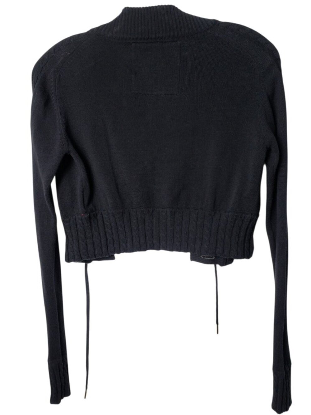 Red By Marc Ecko Cropped Cardigan W/Ribbed Details & Button-Up Front Blk Xsmall - Picture 3 of 12